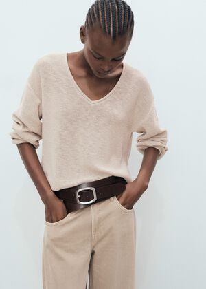 V-neck knit sweater
