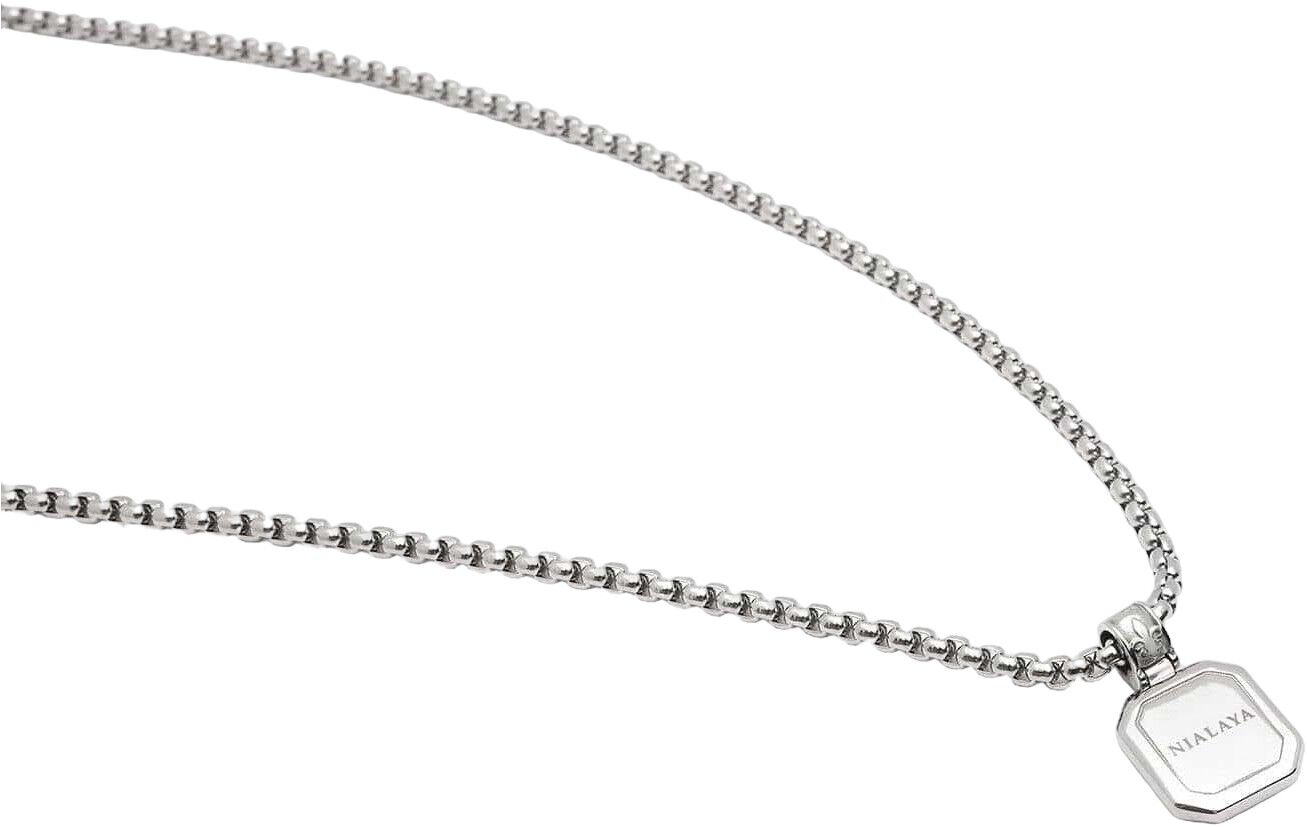 Silver Necklace with Square Turquoise Pendant