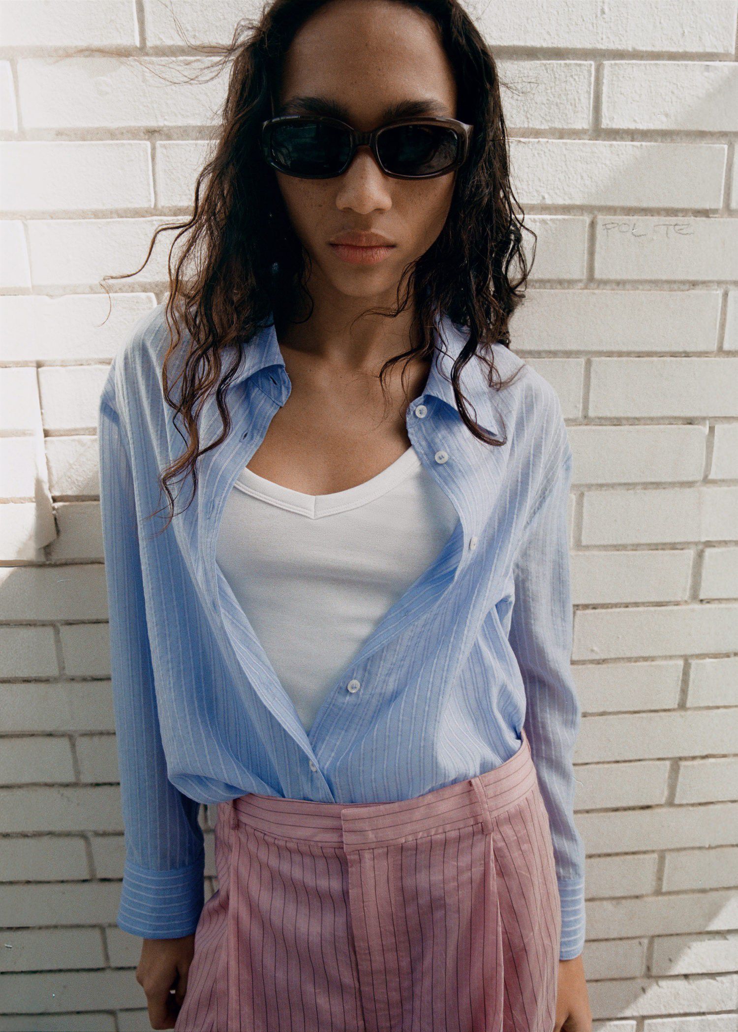 Striped lyocell shirt