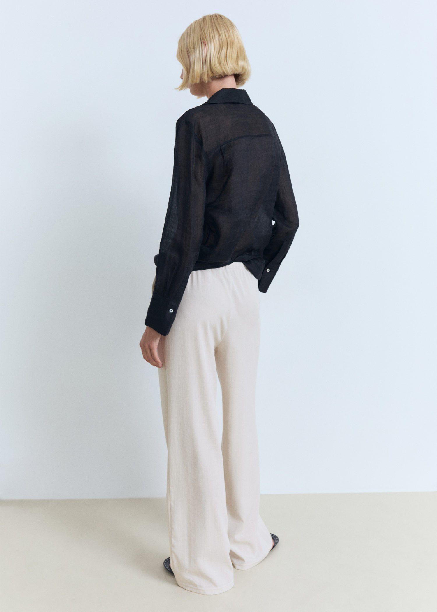 Drawstring straight trousers