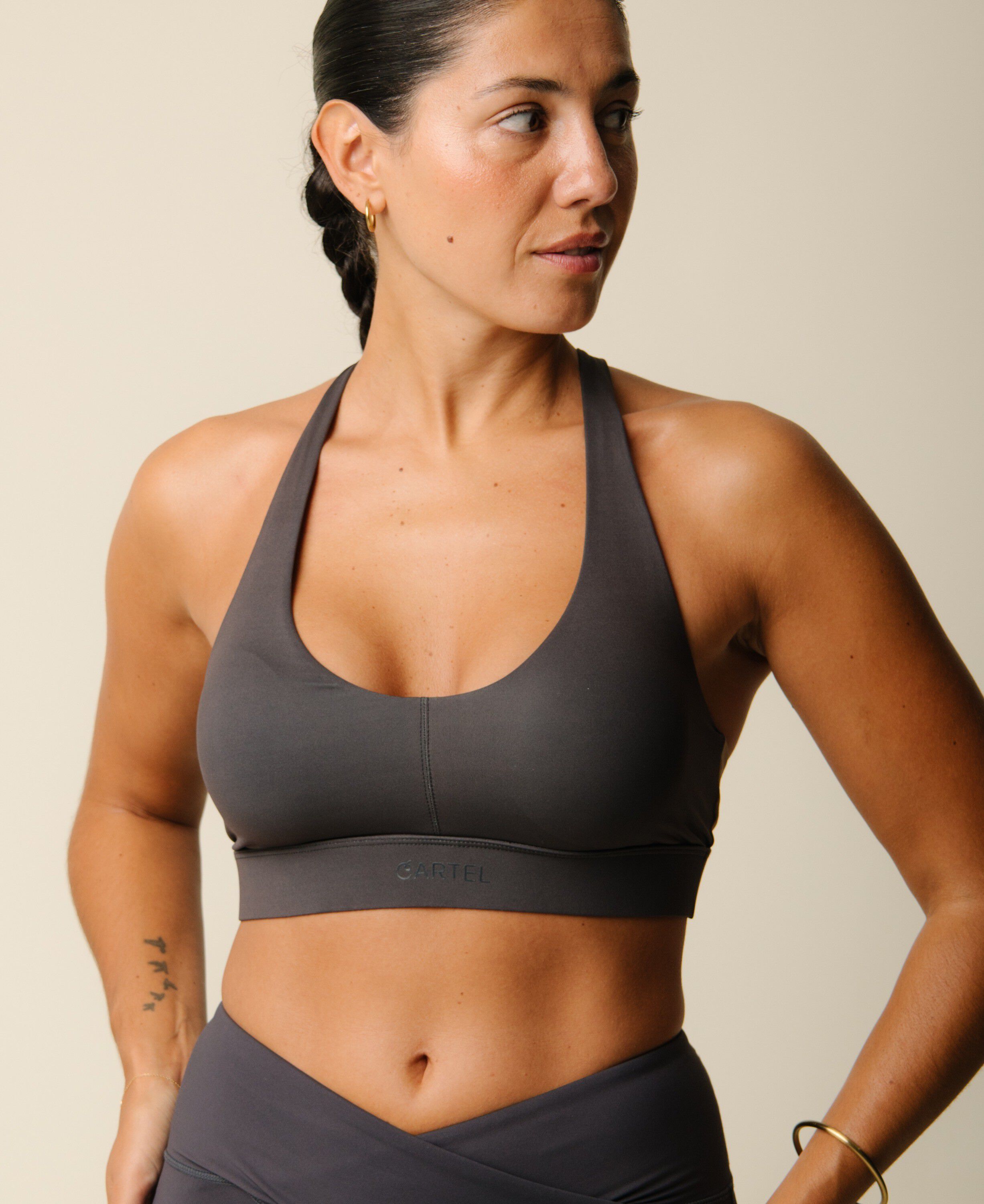 Cartel x Align by Blume cross-over sports top - Charcoal