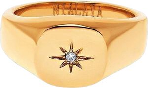Women's Skyfall Starburst Signature Ring in Gold with Clear