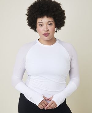 Ability Performance T-shirt med lange &aelig;rmer - Crystal White