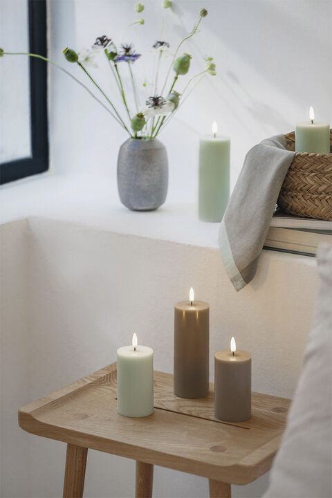 LED pillar candle, Sandstone, Smooth, 5,8x10,1 cm