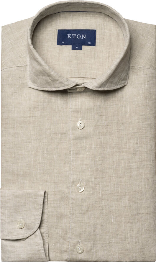 Light Brown Linen Shirt - Contemporary Fit