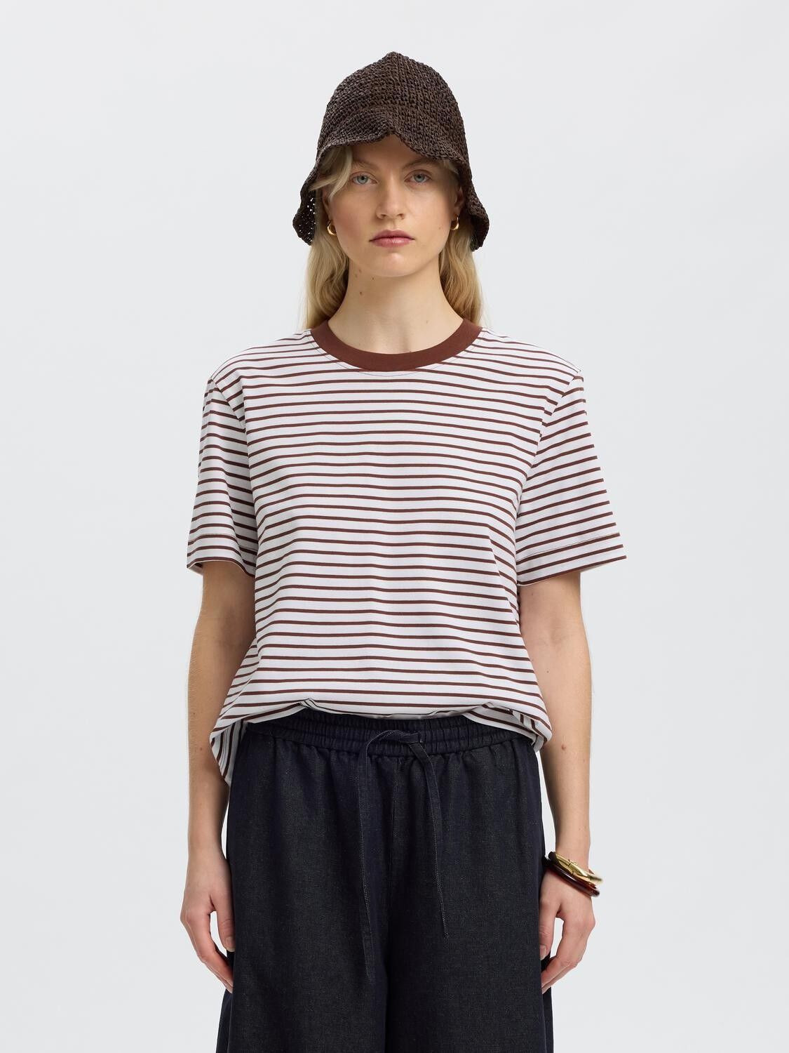 SLFESSENTIAL SS STRIPED BOXY TEE NO