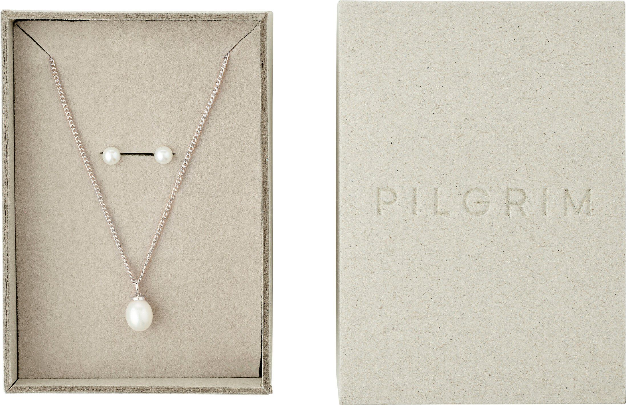 EVENA gift set, necklace & earstuds, silver-plated