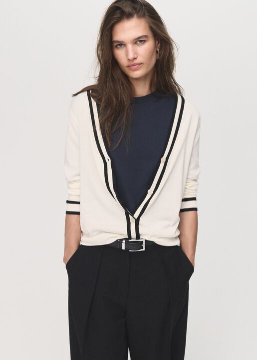 Contrast stripe cardigan
