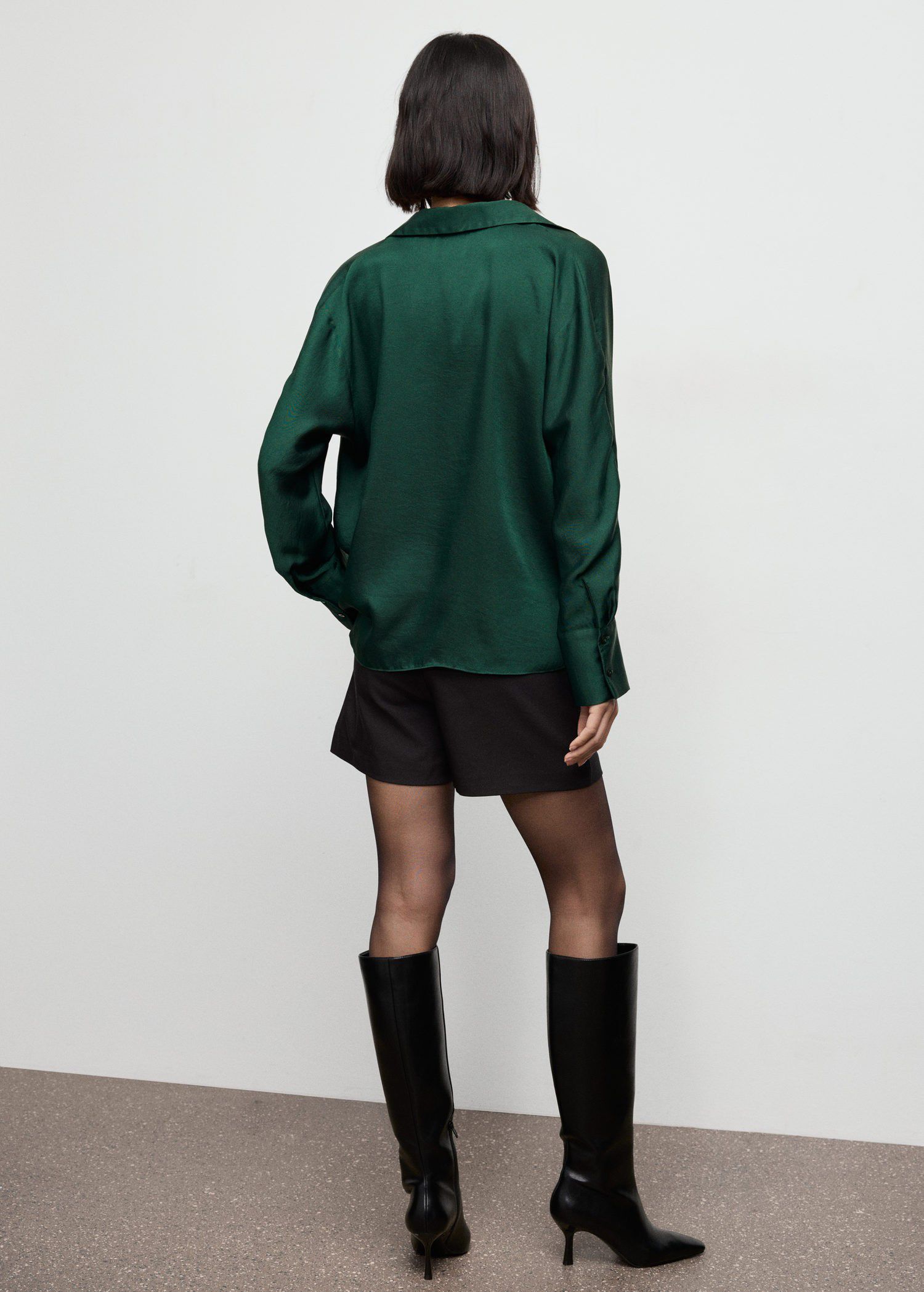 Cross-over satin blouse