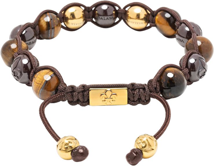 Men's Beaded Bracelet with Burgundy Ceramic, Tiger Eye and G