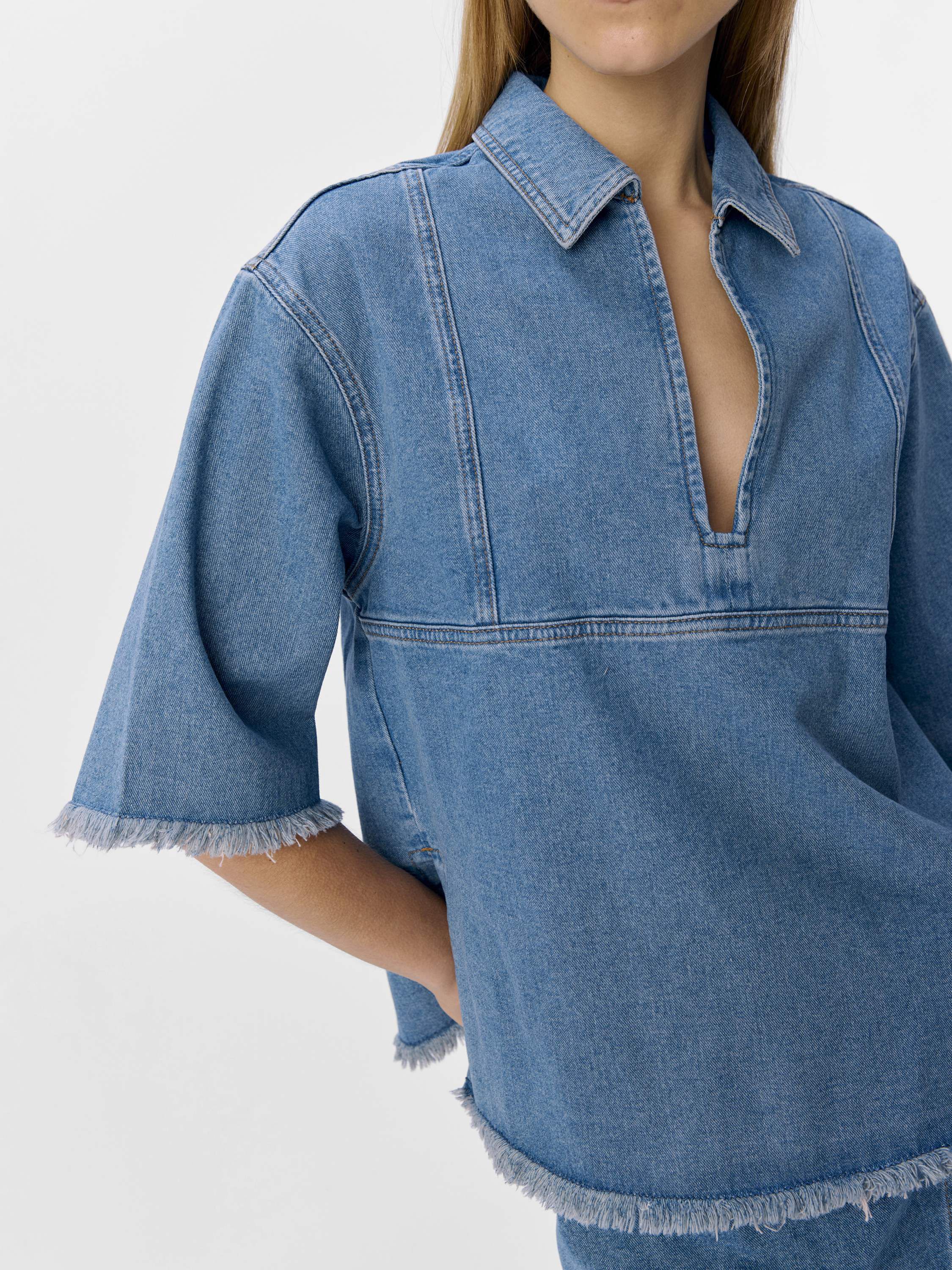 OBJMELIA LO 2/4 SLEEVE DENIM SHIRT
