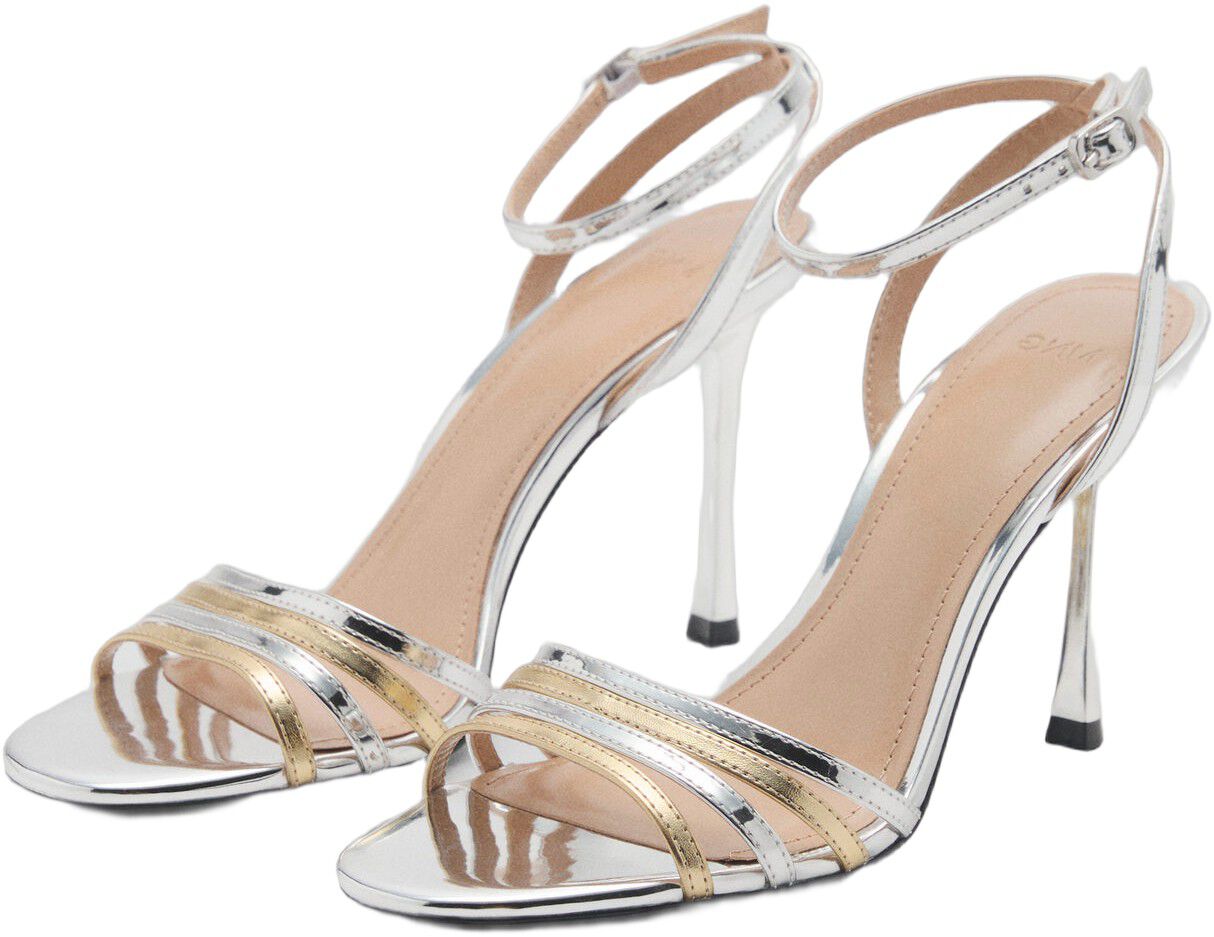 Combined strap heeled sandal