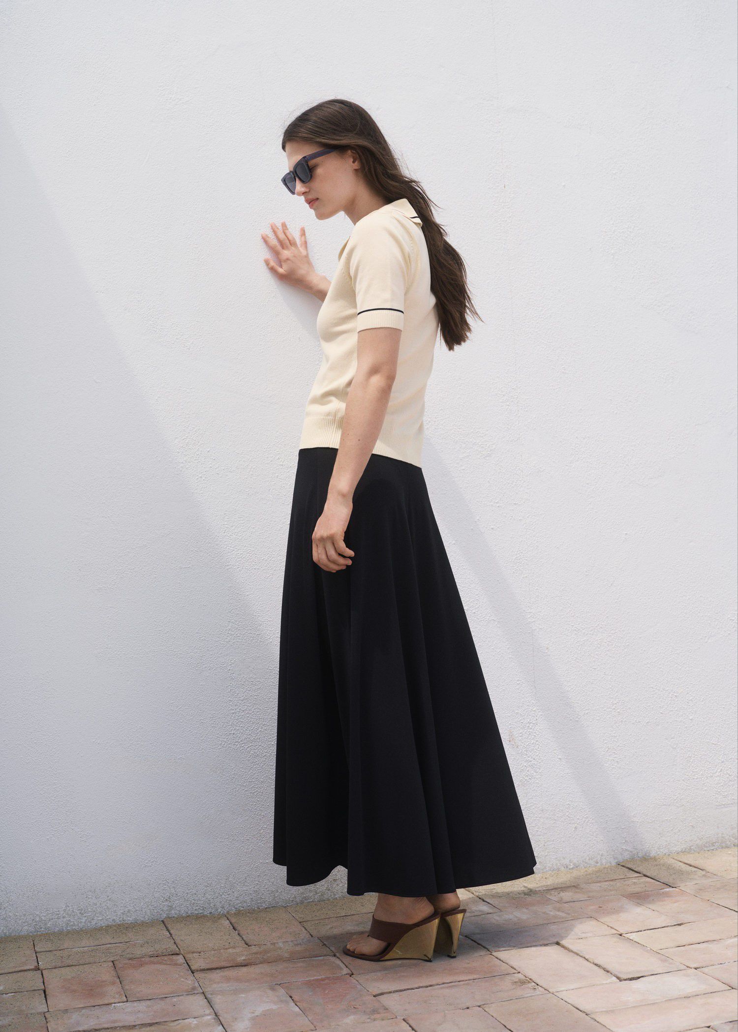 Contrast polo neck sweater