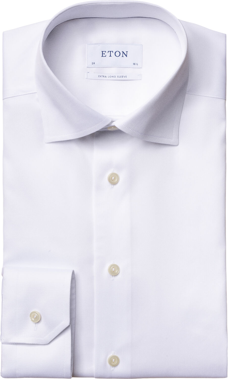 Slim Fit White Signature Twill Shirt - Extra Long Sleeve