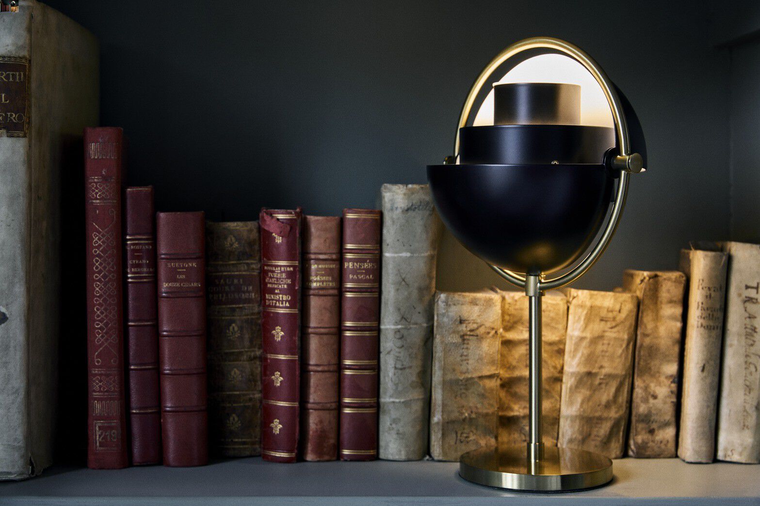 Multi-Lite Portable Lamp, EU Base: Brass, Shade: Black Semi