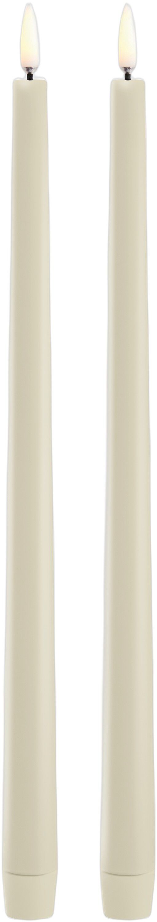 LED slim taper candle, Oyster Grey, Smooth, 2-pack, 2,3x32 c