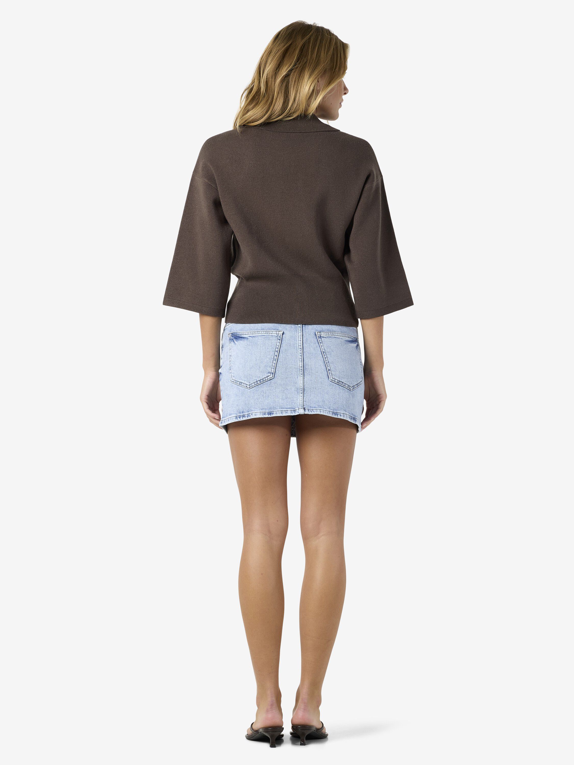 NMSHYLA 3/4 SLEEVE KNIT POLO CARDIG