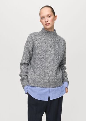 Braided sweater with perkins neck