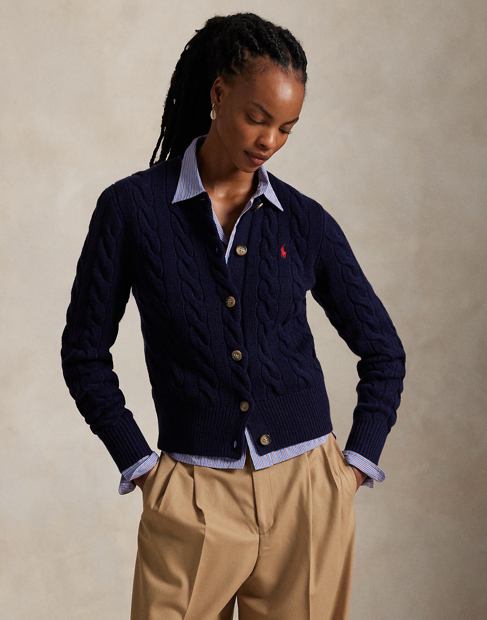 Cable-Knit Wool-Cashmere Cardigan