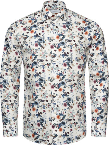 Contemporary Fit Mid Blue Floral Print Signature Twill Shirt