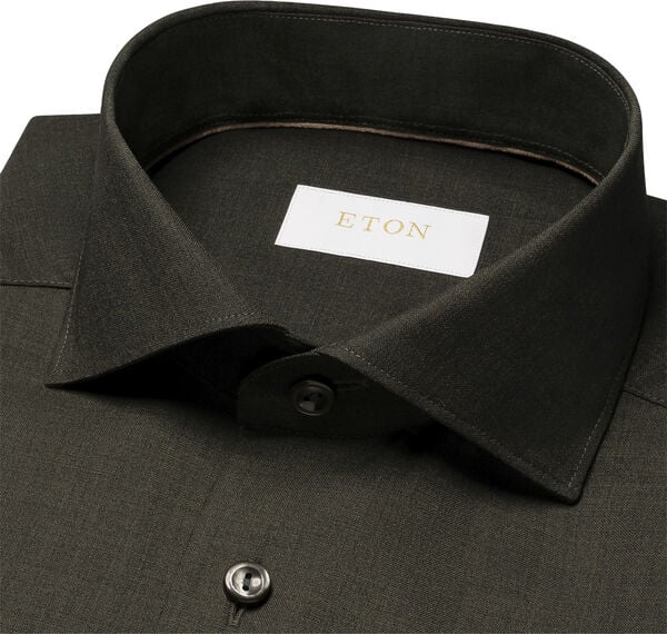 Slim Fit Dark Green Solid Merino Wool Shirt