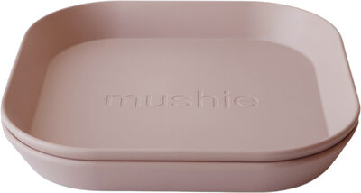 Mushie tallerken i firkantet form 2-pak - Blush