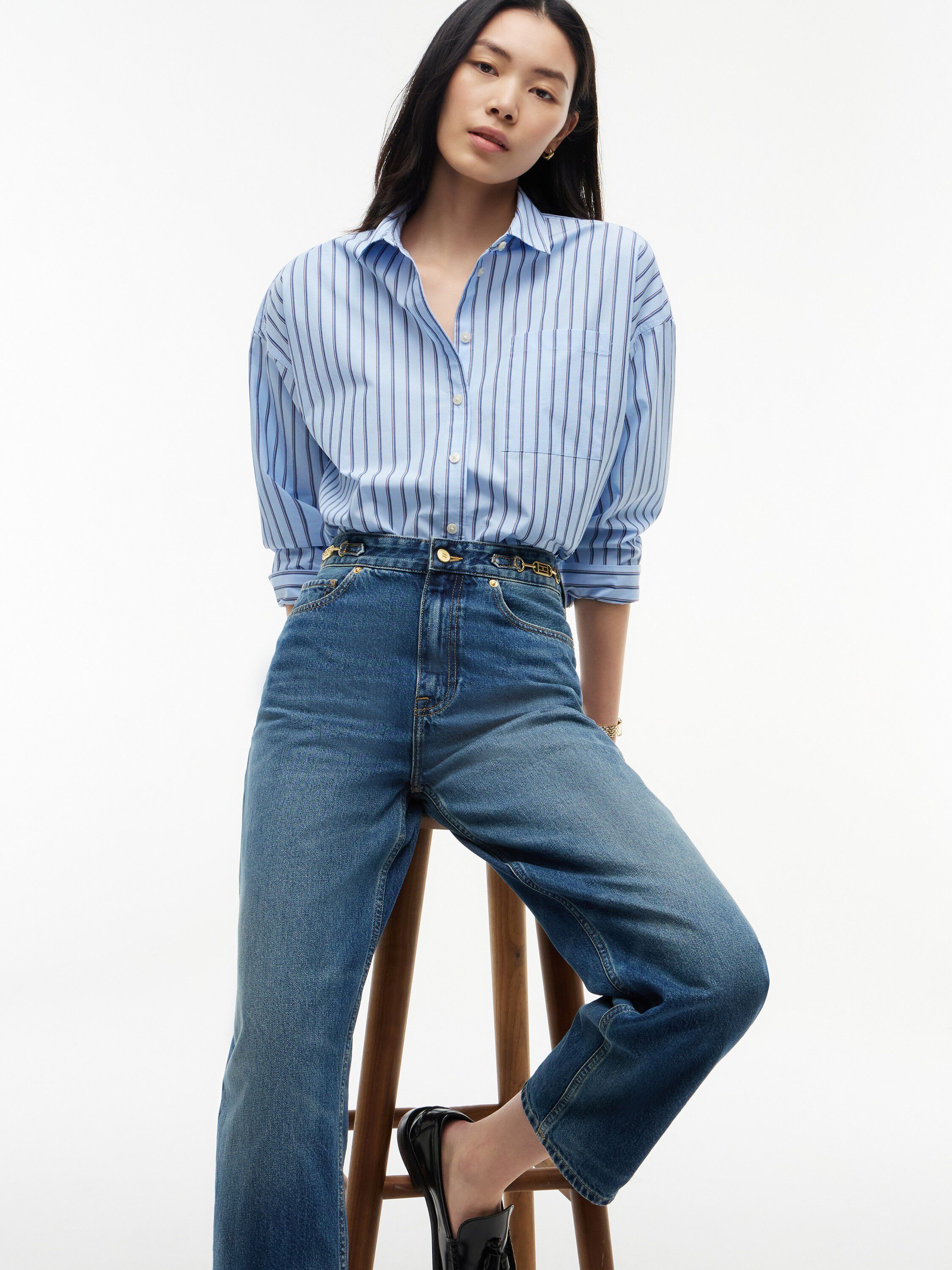 Jackie High Rise Tapered Horsebit Ankle Jeans