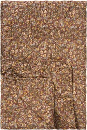 Quilt st&oslash;vet bordeaux m/bl&aring;, gule og gr&oslash;nne