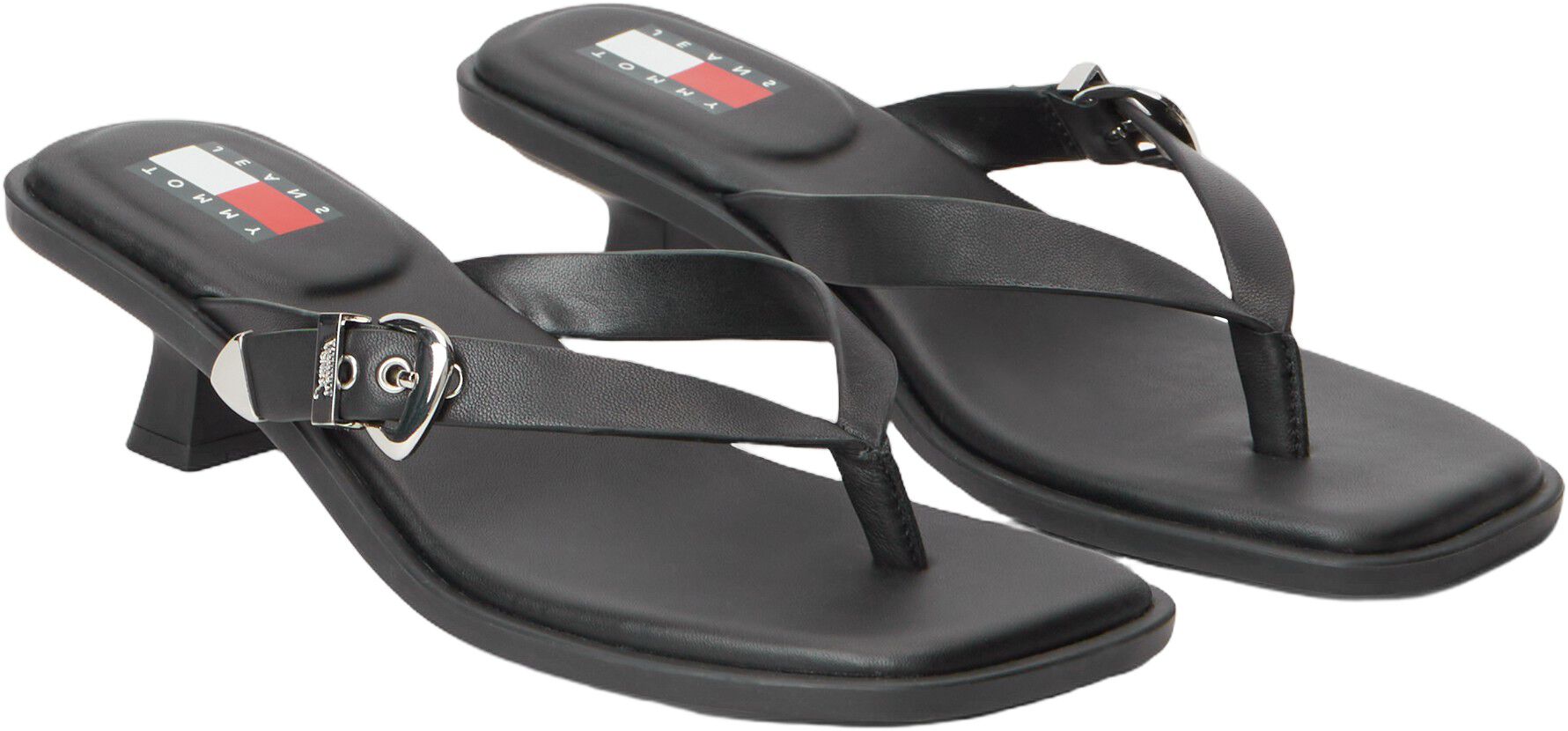 TJW KITTEN HEEL LEATHER SANDALS