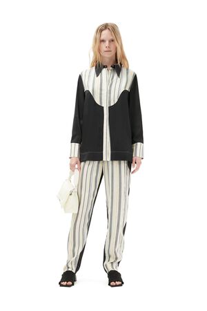 Mix Slub Stripe Elasticated Pants