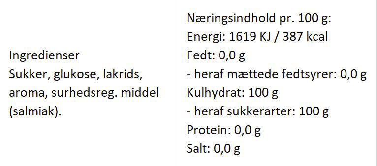 Brystsukker bolcher med smag af ren s&oslash;d lakrids