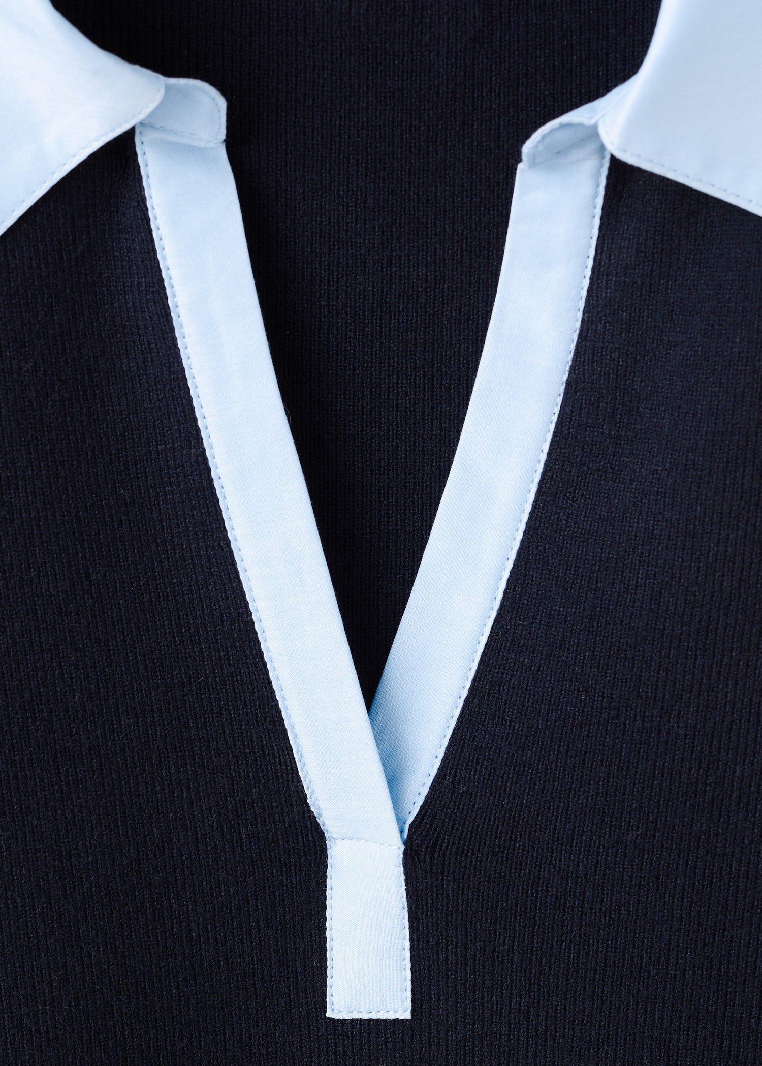 Combined shirt-collar sweater