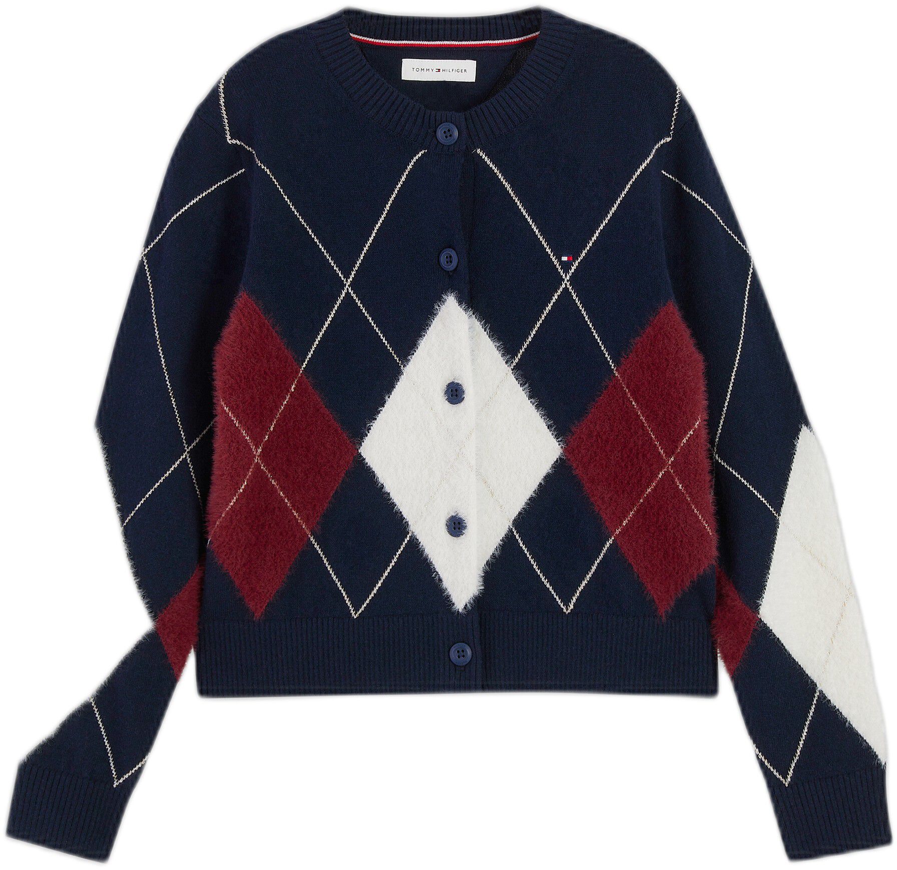 Argyle Relaxed Cardigan With Wool