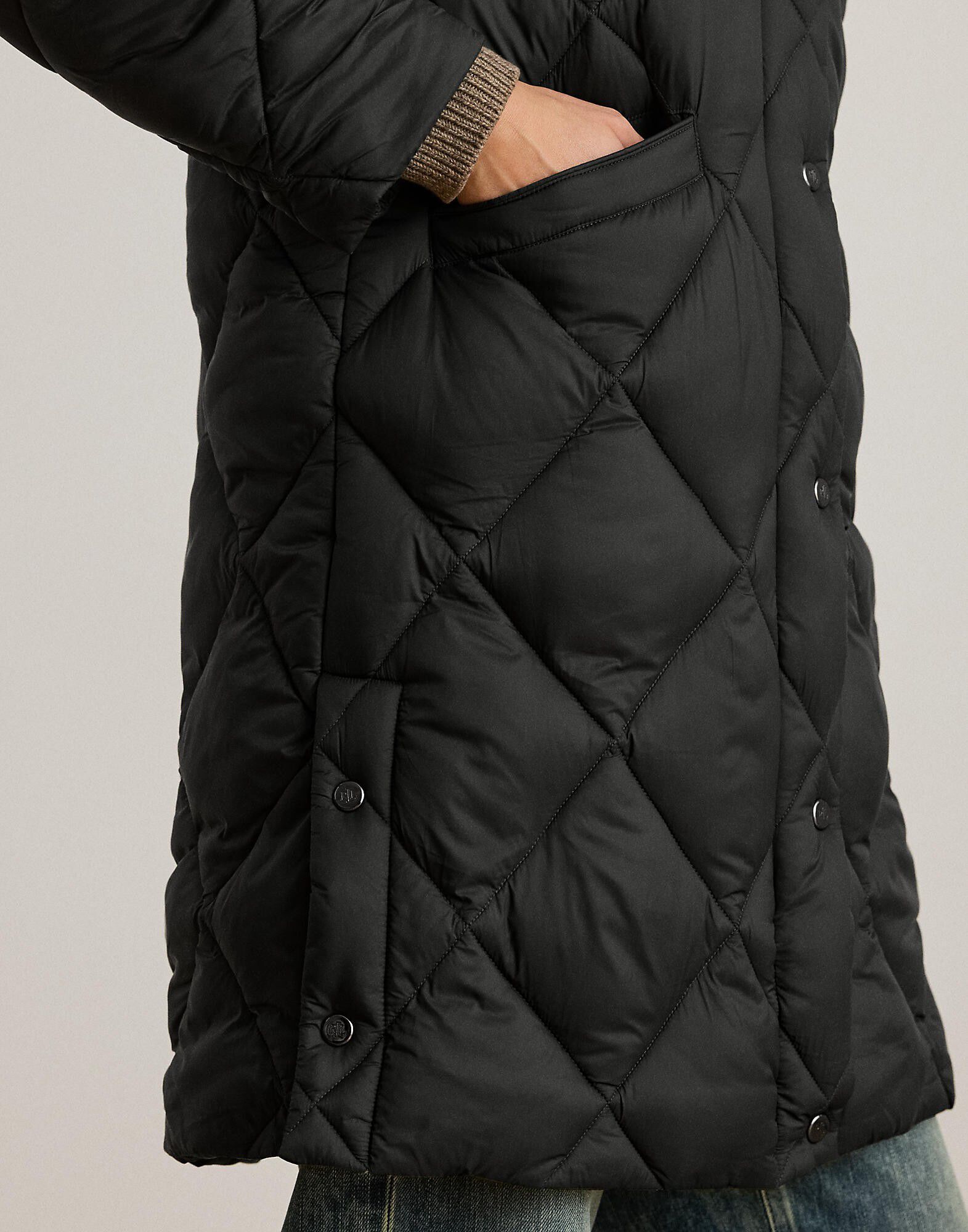 Hooded Diamond-Quilted Down Coat