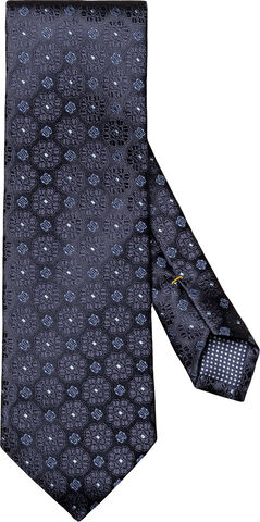 Navy Blue Medallion Woven Silk Tie