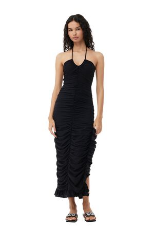 Mesh Halterneck Gather Dress