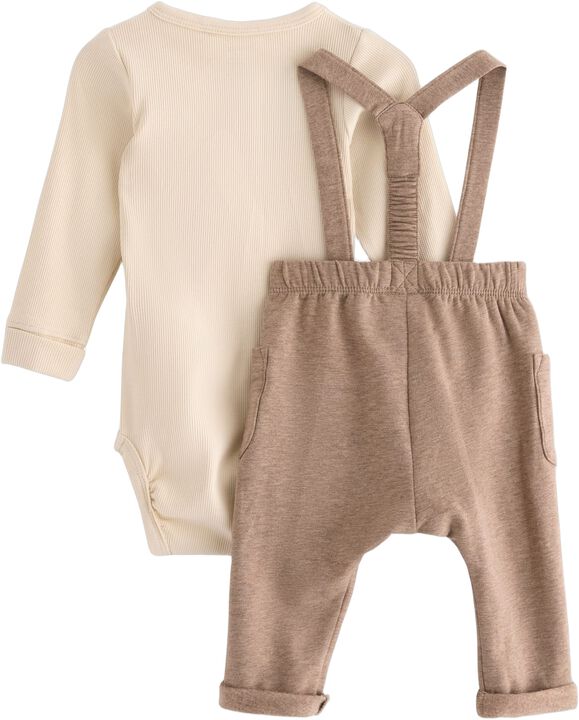 2-delat set med långärmad ribbad bo