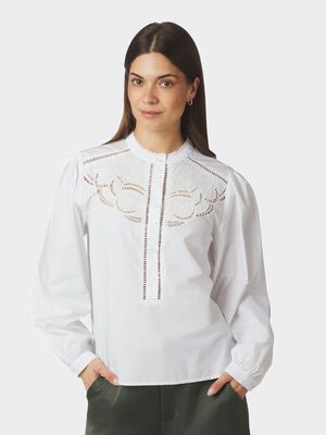 Aneliah C Poplin Emb Blouse