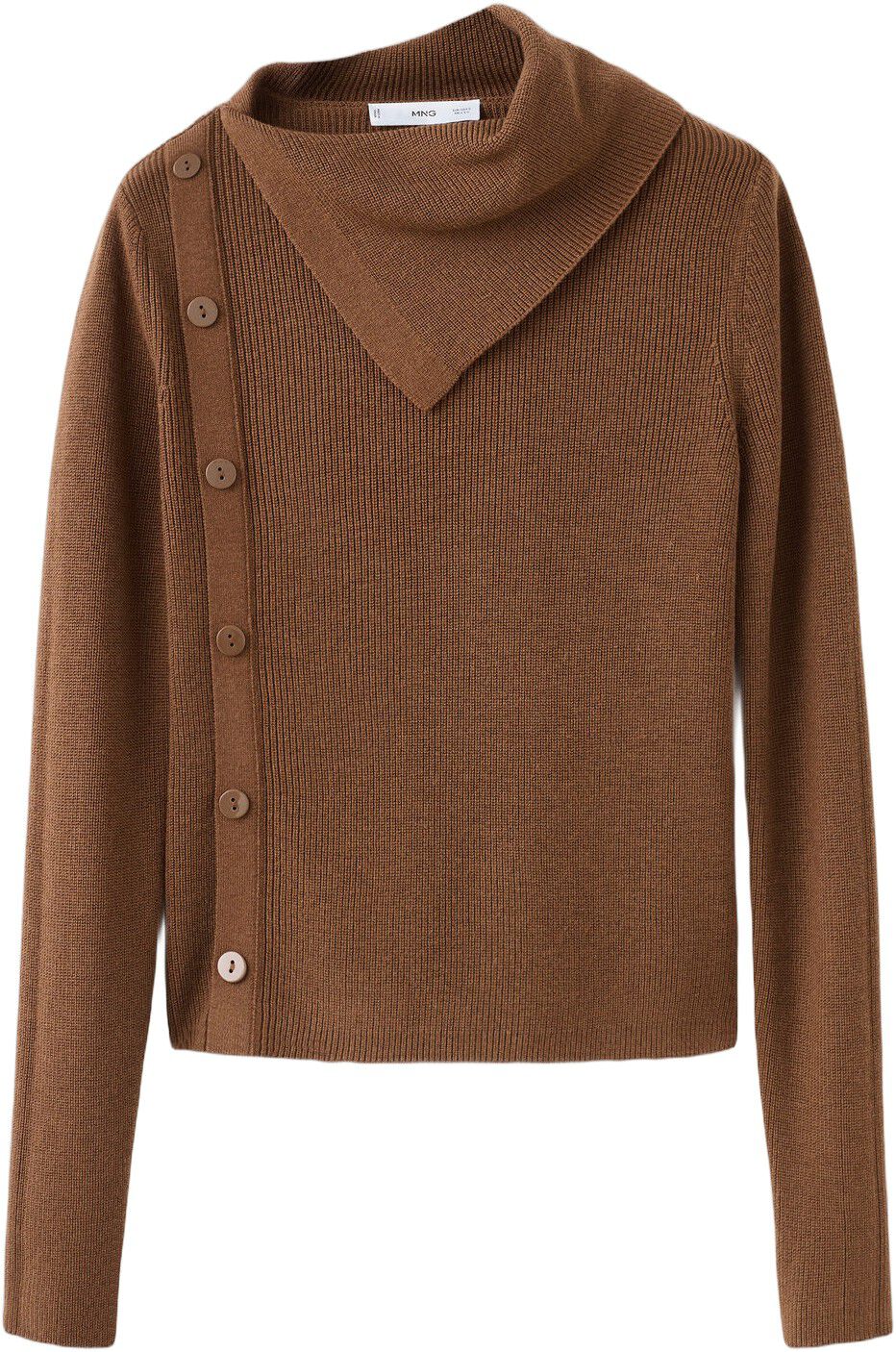 Sweater with asymmetrical neck and