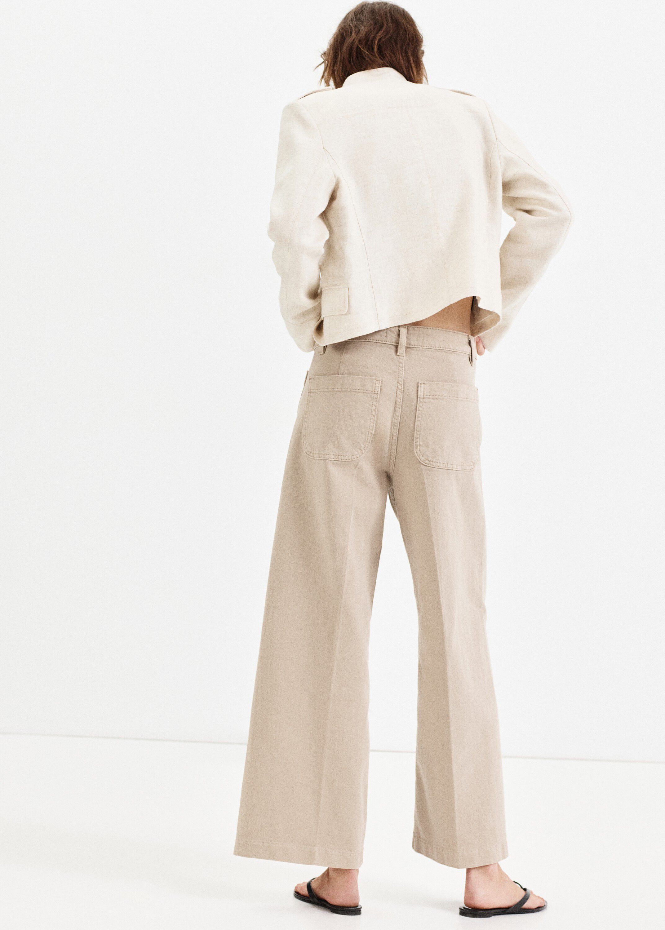 Wide-leg patch pocket jeans