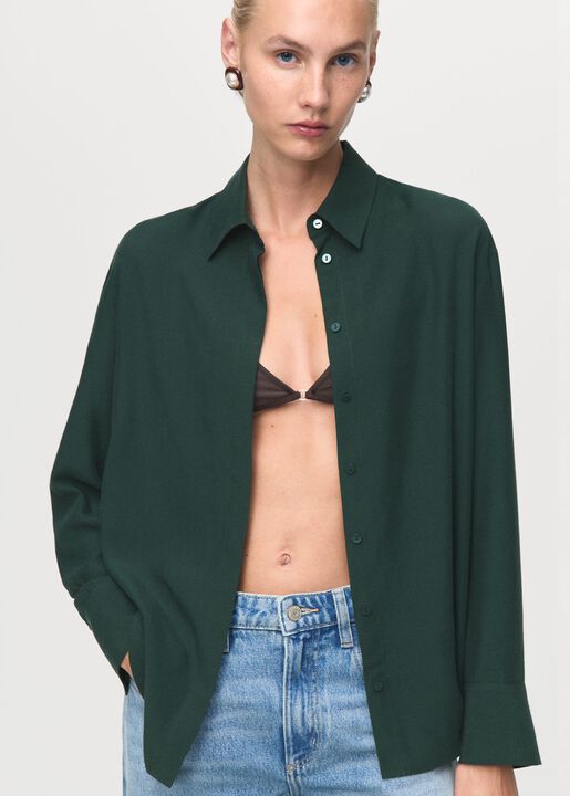 Lyocell shirt with hidden buttons