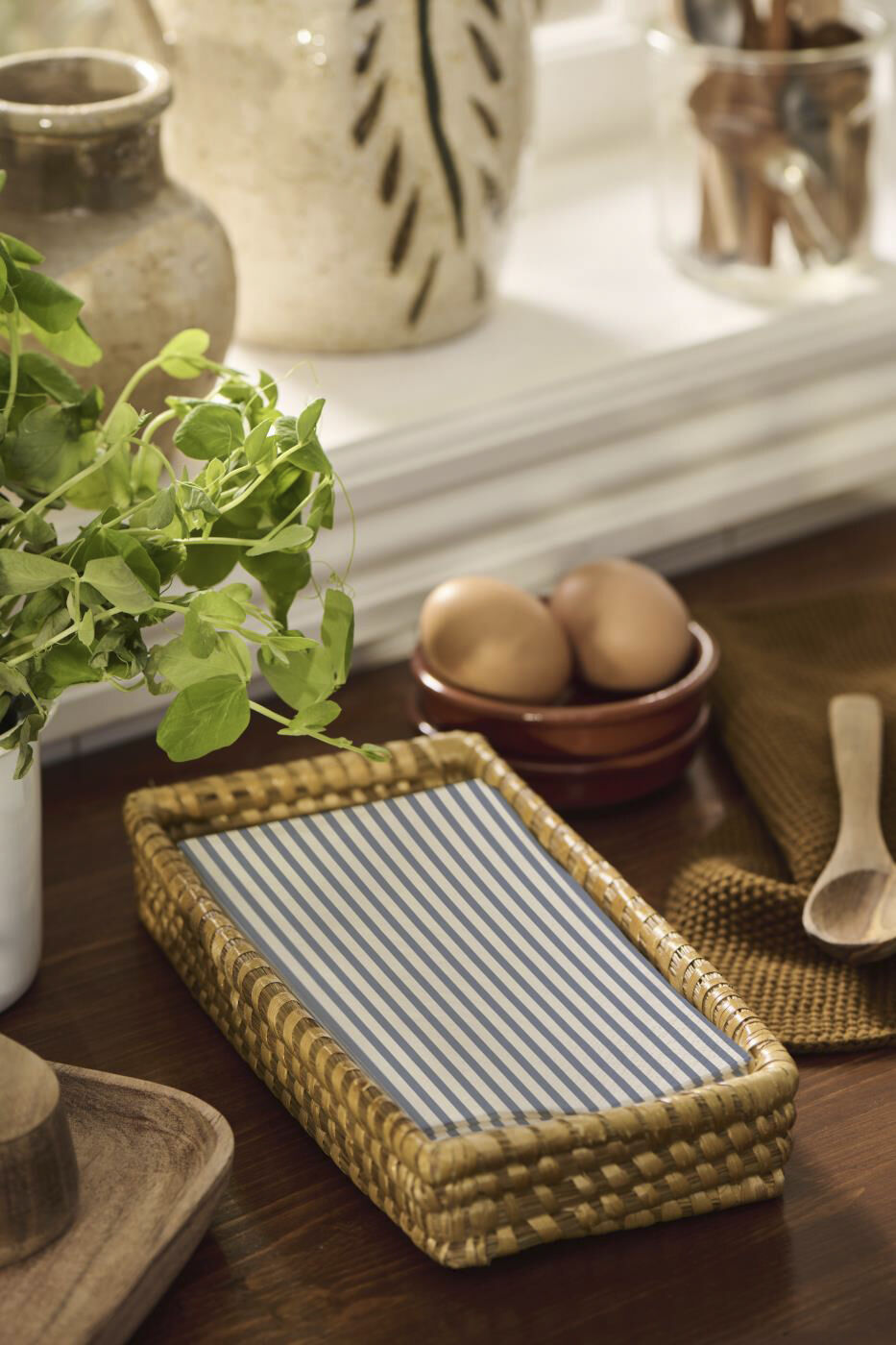 Serviet m/bl&aring; striber 16 stk pr pakke