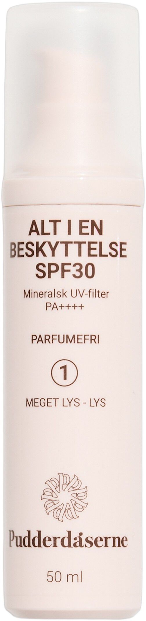 Pudderd&aring;serne Alt i en beskyttelse 30 SPF