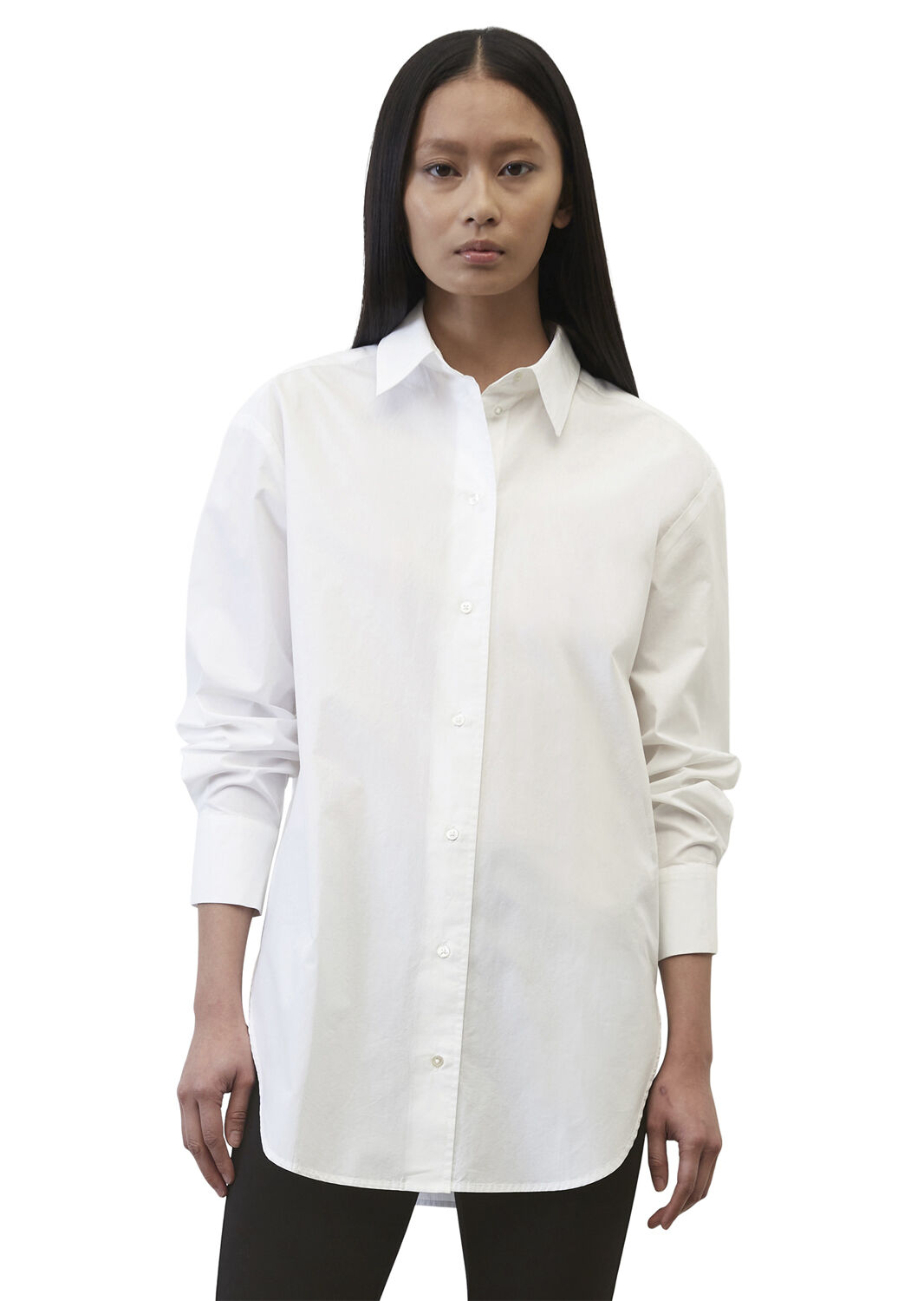Longblouse, kent collar, side slits
