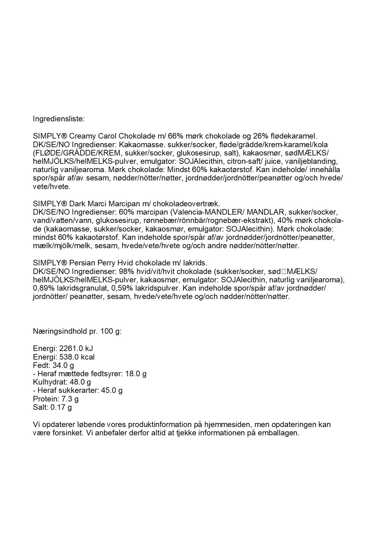 Simply&reg; WHISHING YOU A CHOCOLATE CHRISTMAS chokolade&aelig;ske (270g)