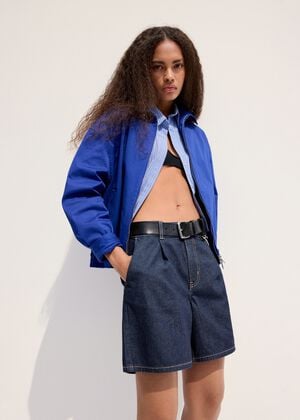 Mid-rise denim bermuda shorts with