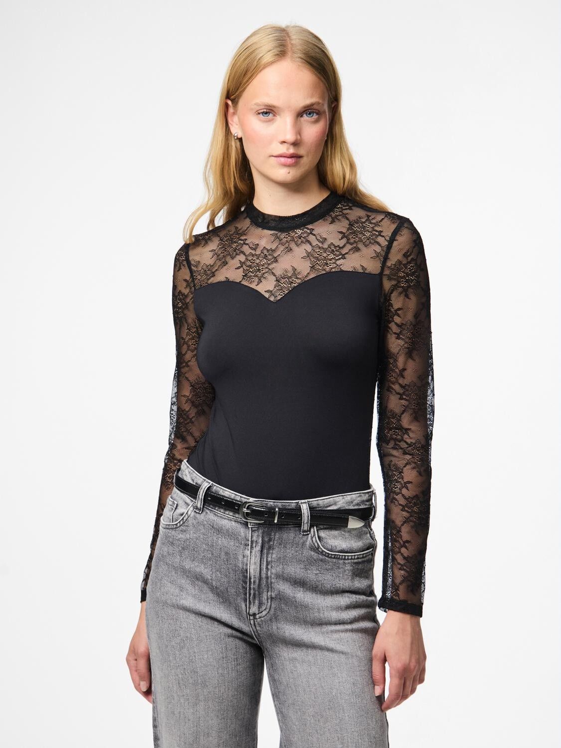 Pcmilly Ls Lace Bodystocking Noos