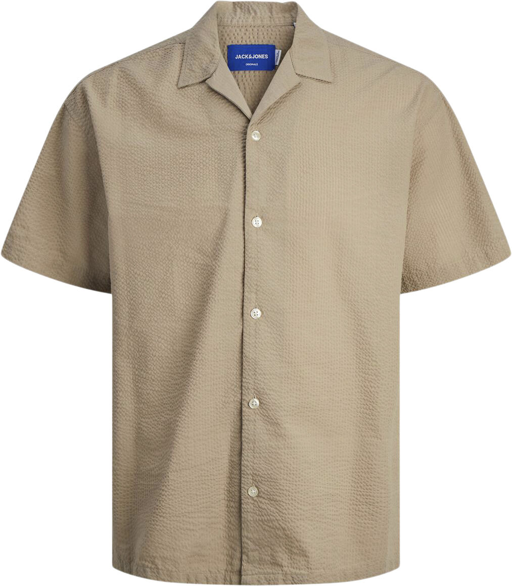 JACK & JONES Herren Kurzarmhemd Joreaster Palma – Seersucker-Stoff, Luftig, Regelmäßige Passform