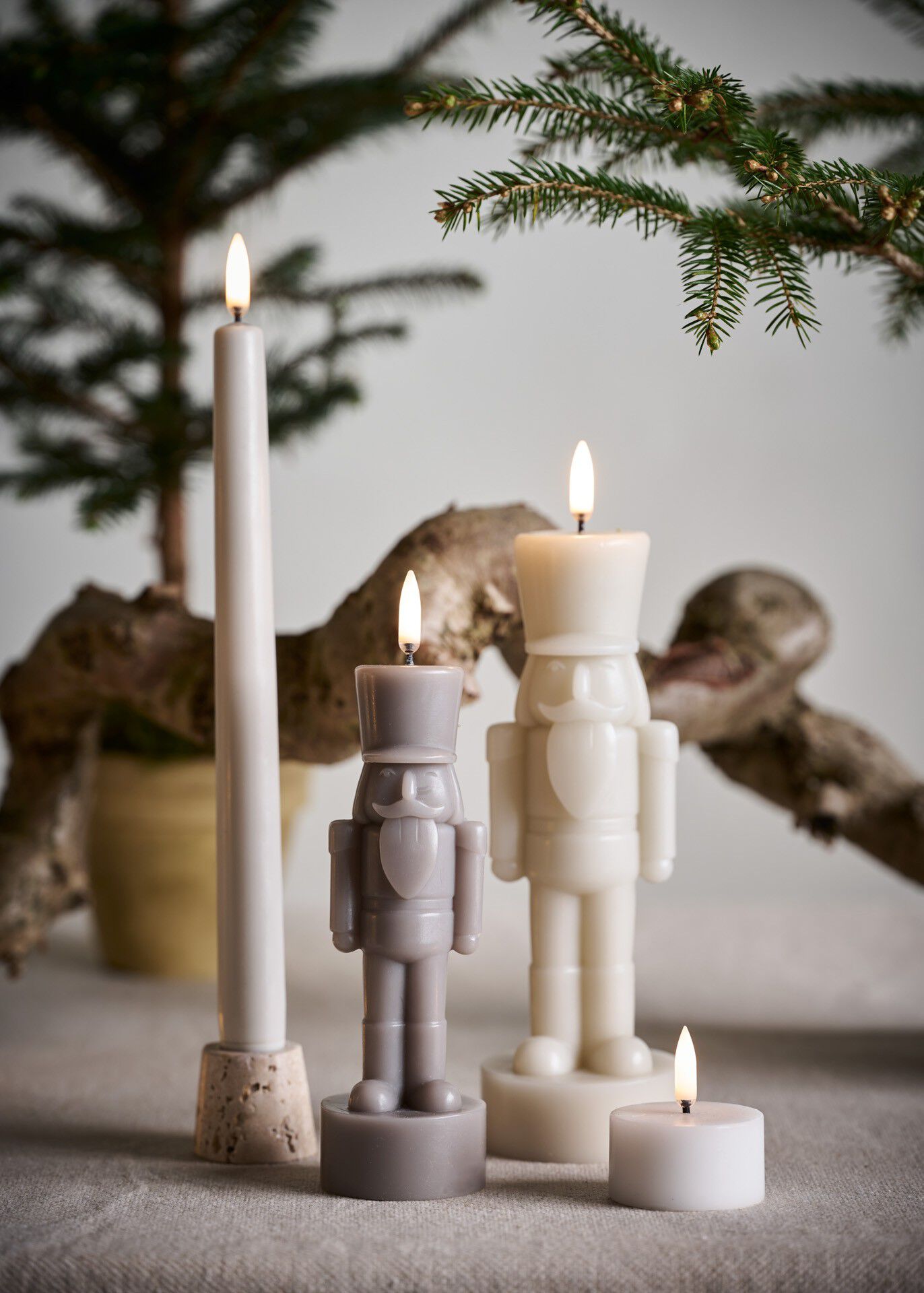 LED candle, Nutcracker, Sandstone, Smooth, 6x16,5 cm