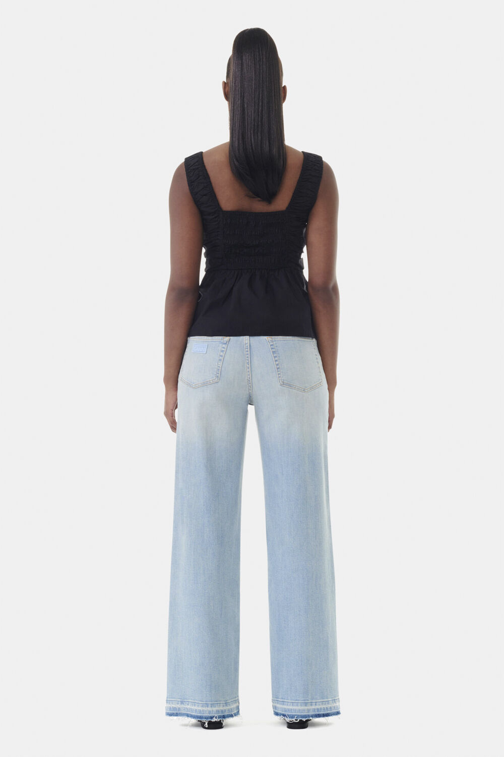 Cotton Poplin Smock Strap Blouse